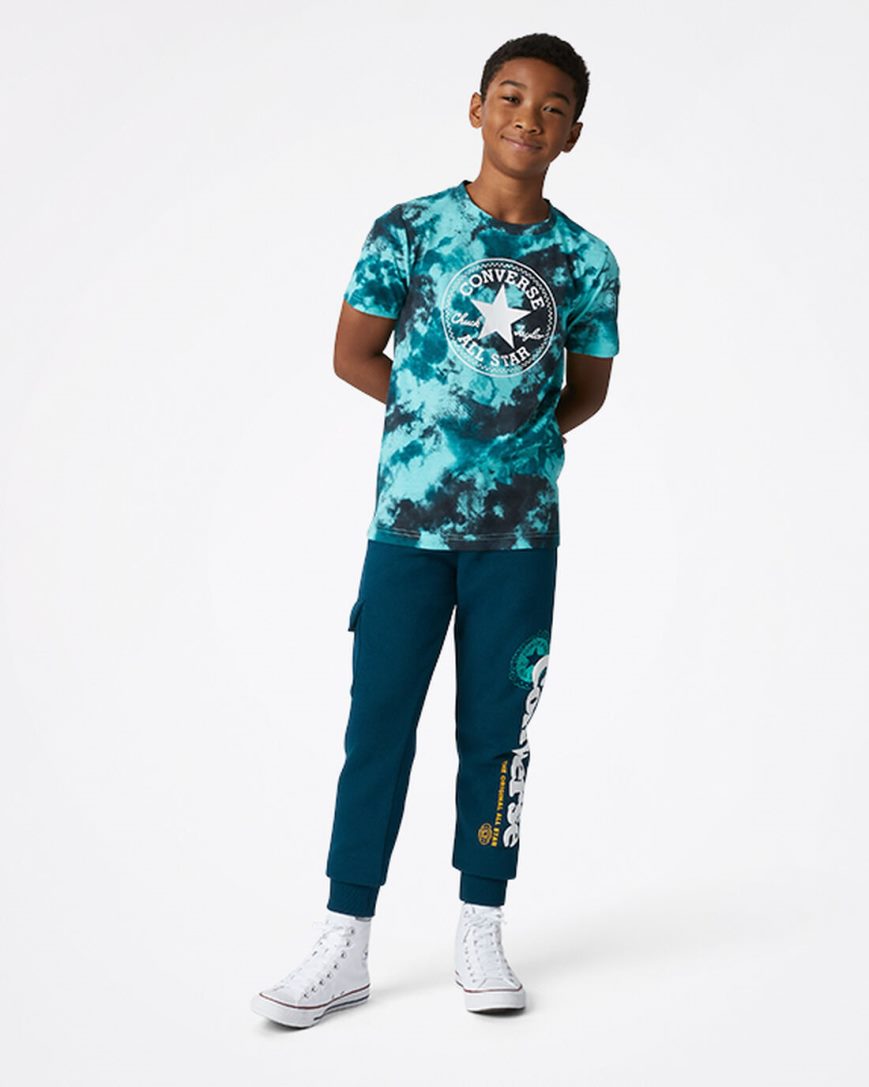 Pantalones Converse Into The Wild Fleece Cargo Niño Azules | PE 802P7E